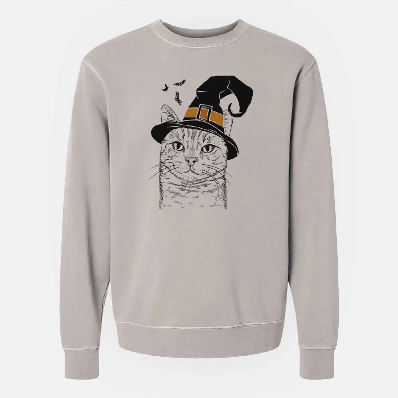 Final Sale Witch Ginger Tom the Tabby Cat - Unisex Pigment Dyed Crew Sweatshirt