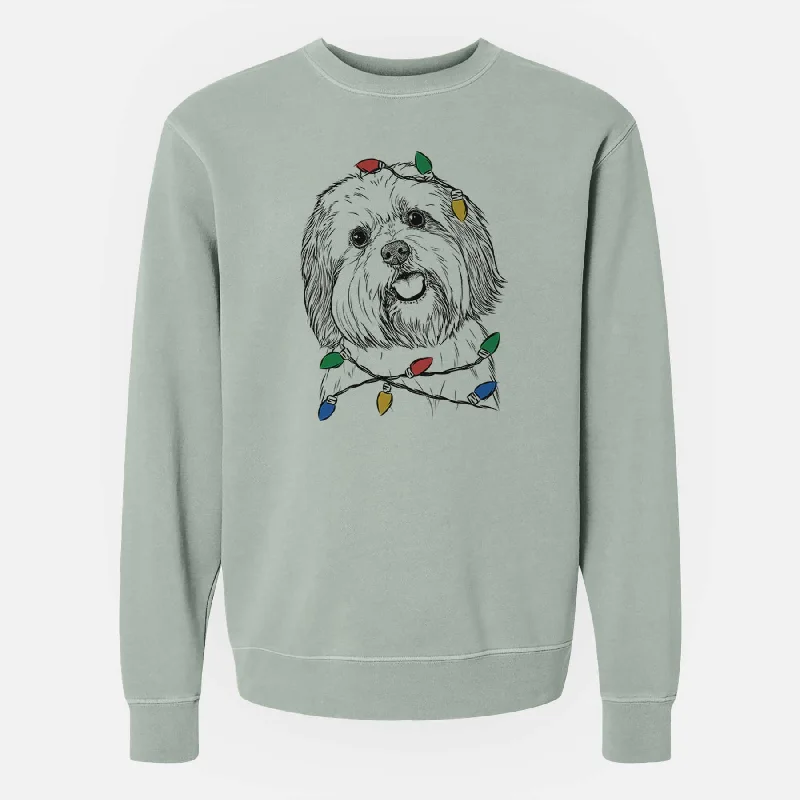 Savings Galore Christmas Lights Nikka the Lowchen - Unisex Pigment Dyed Crew Sweatshirt