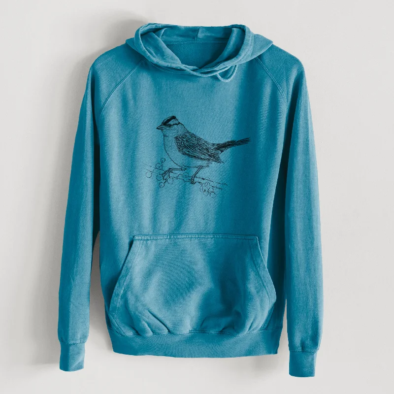 activewear hoodieWhite-crowned Sparrow - Zonotrichia leucophrys  - Mid-Weight Unisex Vintage 100% Cotton Hoodie