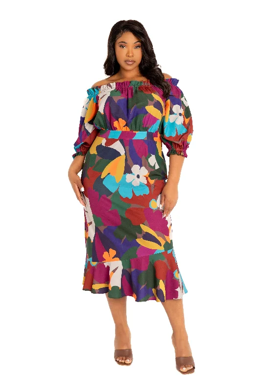 Major Savings pleated maxi dressFloral Off Shoulder Dress with Ruffle Hem