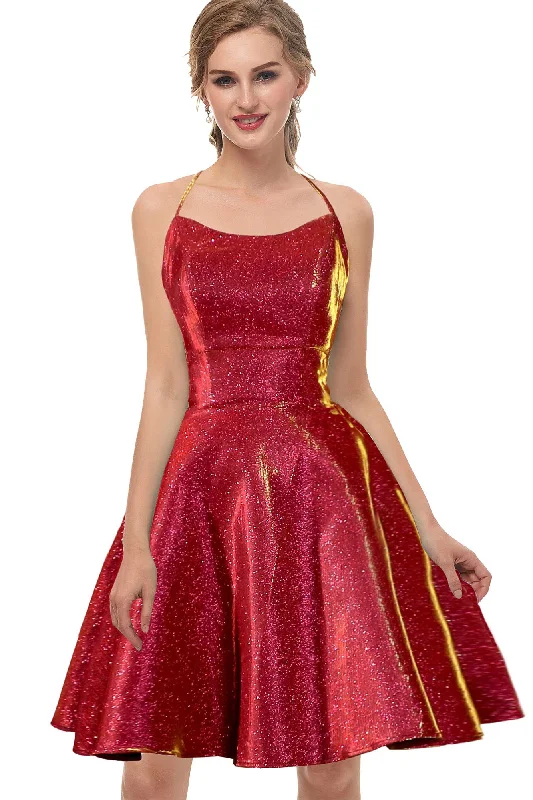 printed dressCharming A-Line Burgundy Spaghetti-Straps Homecoming Dress