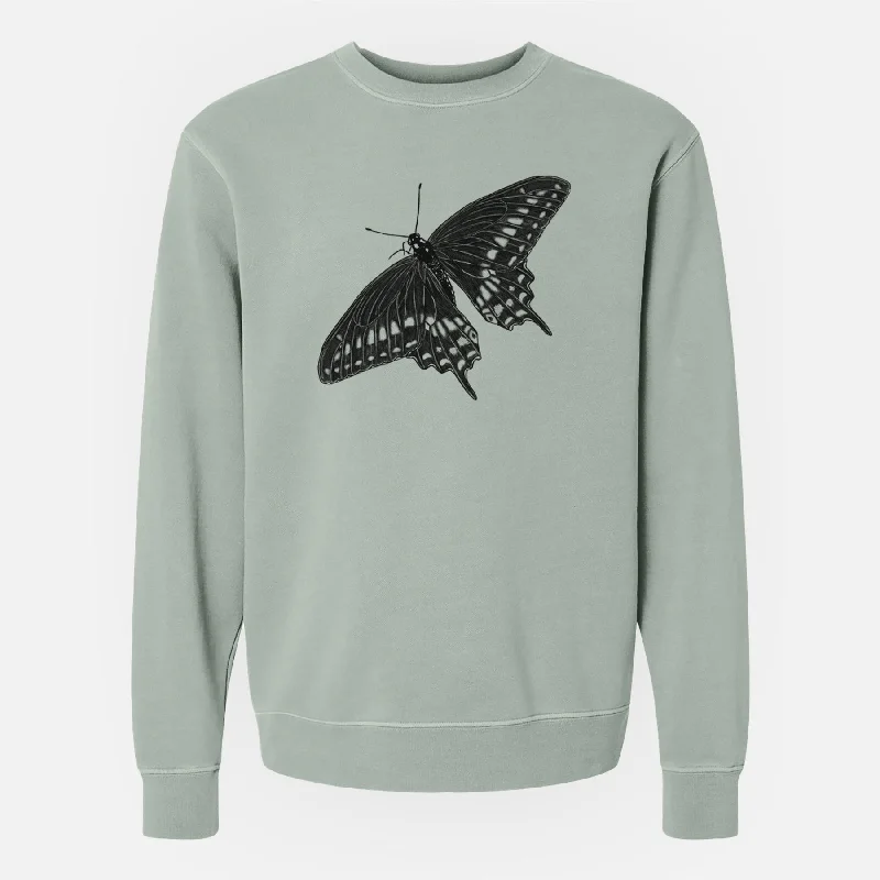 lightweight workout sweatshirtBlack Swallowtail Butterfly - Papilio polyxenes - Unisex Pigment Dyed Crew Sweatshirt