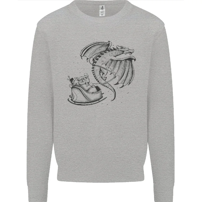 Exclusive Deal Christmas Dragon Pulling Santas Sleight Xmas Mens Sweatshirt Jumper
