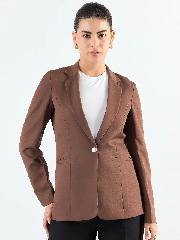 Fantastic Deals cozy fleece coatBrown Tailored Fit Notched Lapel Blazer In Stretchable Fabric Fantastic Deals cozy fleece coatBrown Tailored Fit Notched Lapel Blazer In Stretchable Fabric