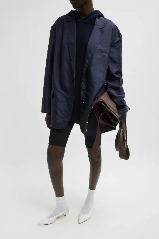 Price Rollback long-sleeve coatTibi Crispy Nylon Liam Blazer - Navy