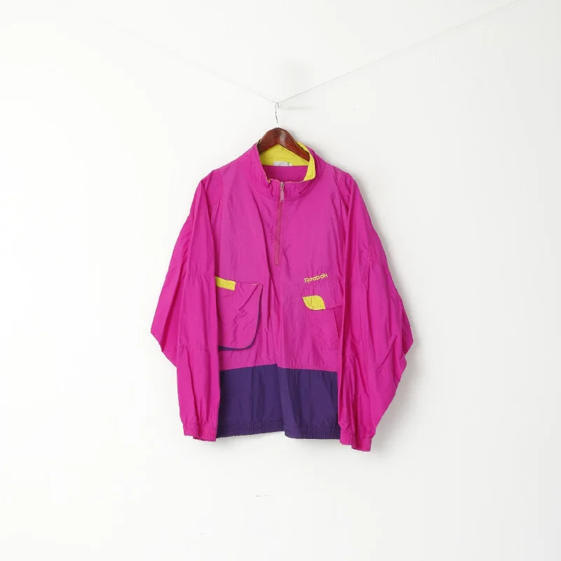 Weekend Deal comfortable outerwearReebok Women XL Pullover Jacket Amaranth Vintage Activewear Pockets Festival Top