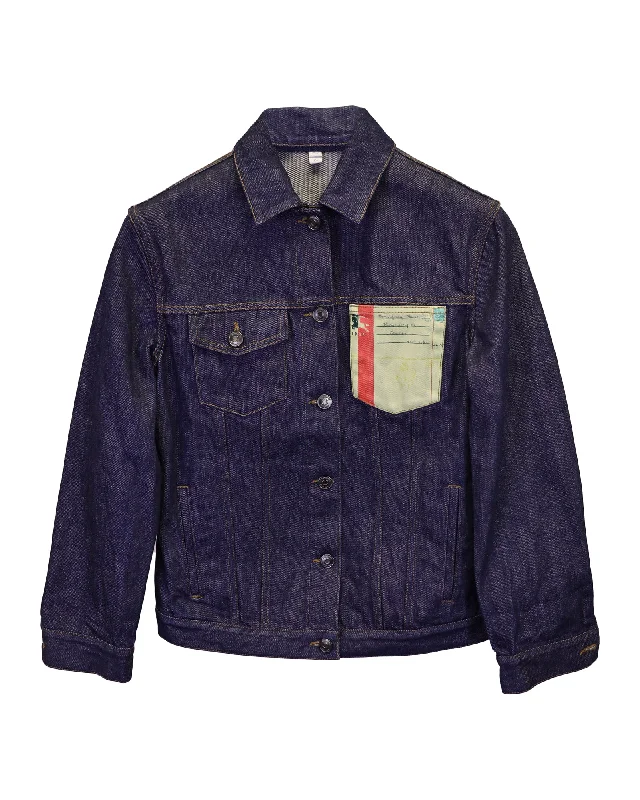 Burberry Postcard Motif Denim Jacket in Blue Cotton