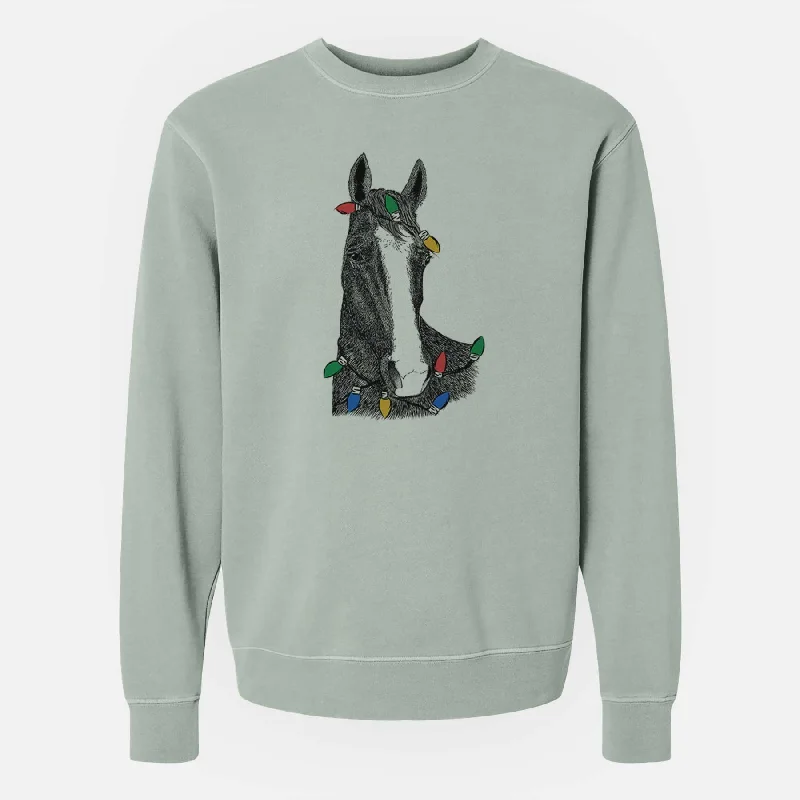 Great Deals Christmas Lights Gibson the Tennessee Walking Horse - Unisex Pigment Dyed Crew Sweatshirt