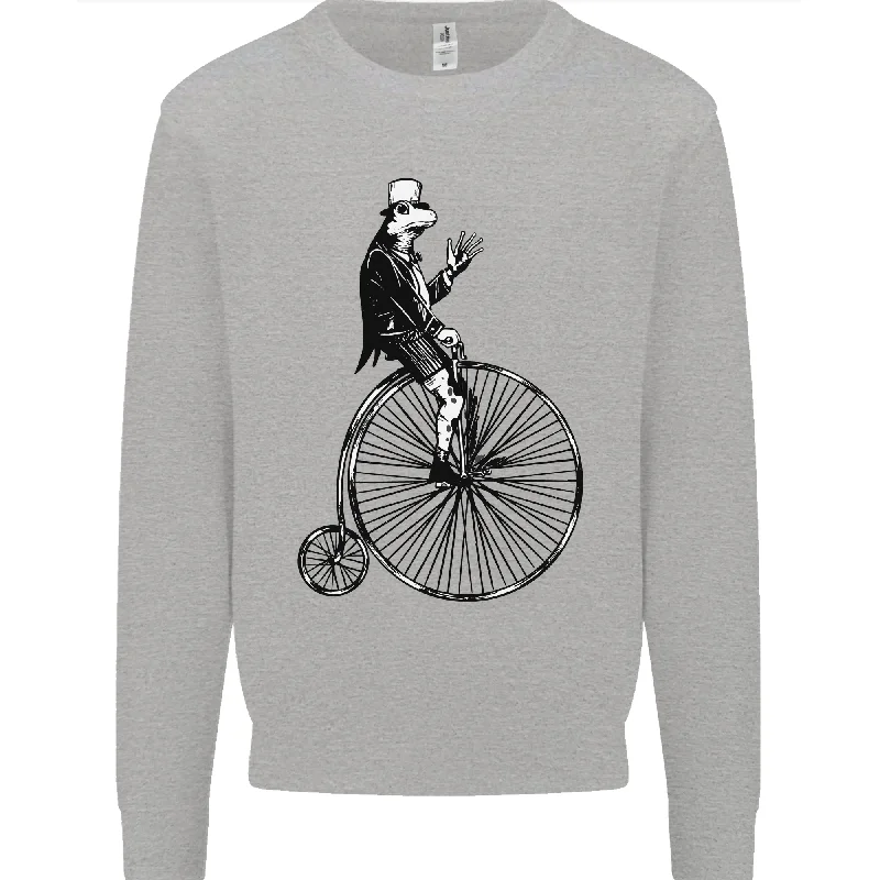 Flash Deals Cycling a Frog Riding a Penny Farthing Mens Sweatshirt Jumper