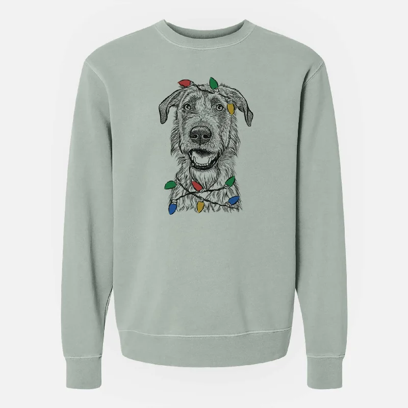 Bargain Blast Christmas Lights Griffin the Irish Wolfhound - Unisex Pigment Dyed Crew Sweatshirt