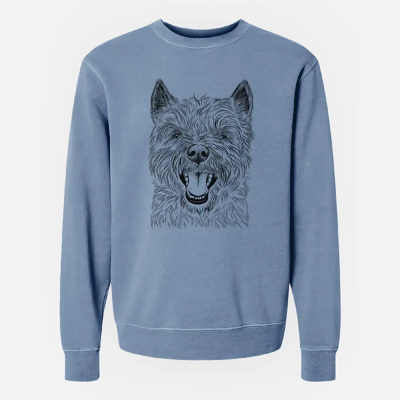 Major Savings Bare Jeff the Cairn Terrier - Unisex Pigment Dyed Crew Sweatshirt