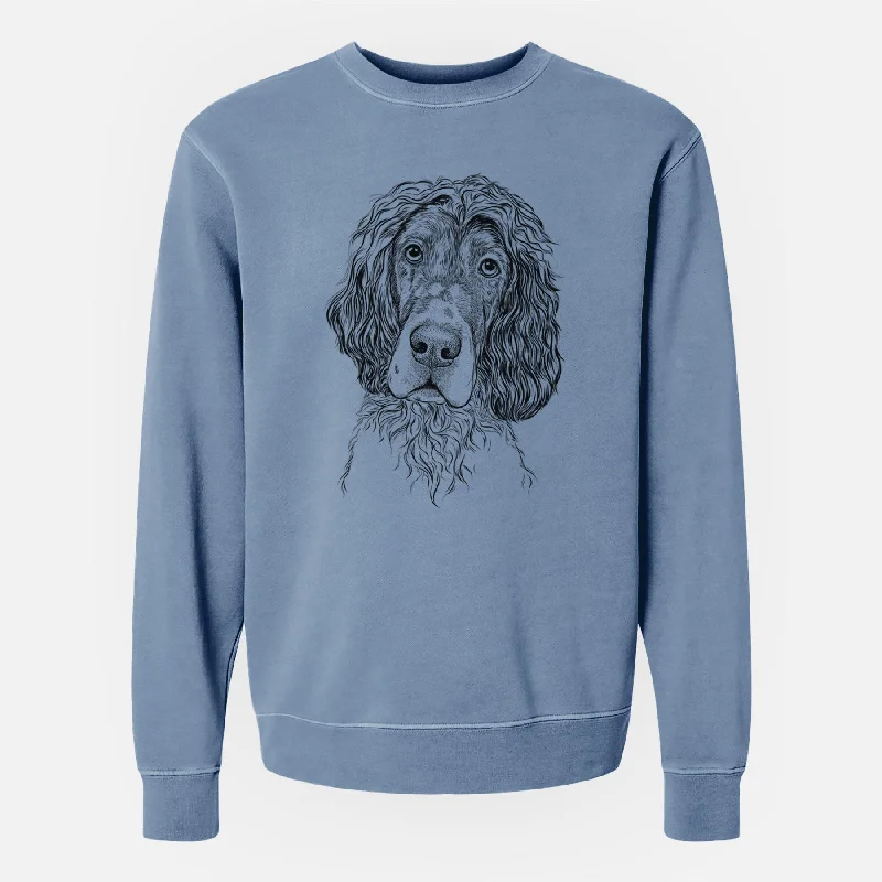 premium gym hoodieBare Sir Rexford the Blue Belton English Setter - Unisex Pigment Dyed Crew Sweatshirt