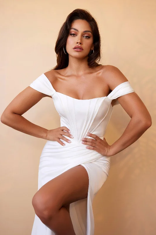Customer Appreciation Sale casual day dressSatin Corset Laced Style High Leg Slit Corset Long Bridal & Wedding Dress CD7484W Customer Appreciation Sale casual day dressSatin Corset Laced Style High Leg Slit Corset Long Bridal & Wedding Dress CD7484W
