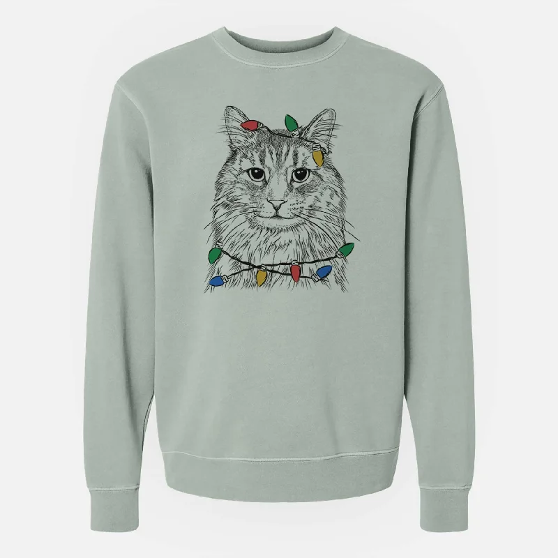 Savings Event Christmas Lights Oliver Fluff the Maine Coon Mix Cat - Unisex Pigment Dyed Crew Sweatshirt Savings Event Christmas Lights Oliver Fluff the Maine Coon Mix Cat - Unisex Pigment Dyed Crew Sweatshirt
