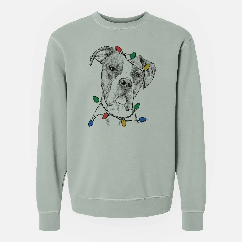Buy Now urban activewear hoodieChristmas Lights Winston the Boxer - Unisex Pigment Dyed Crew Sweatshirt