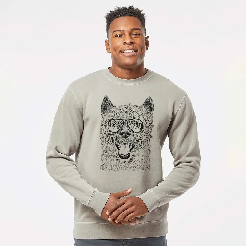Low Prices Aviator Jeff the Cairn Terrier - Unisex Pigment Dyed Crew Sweatshirt