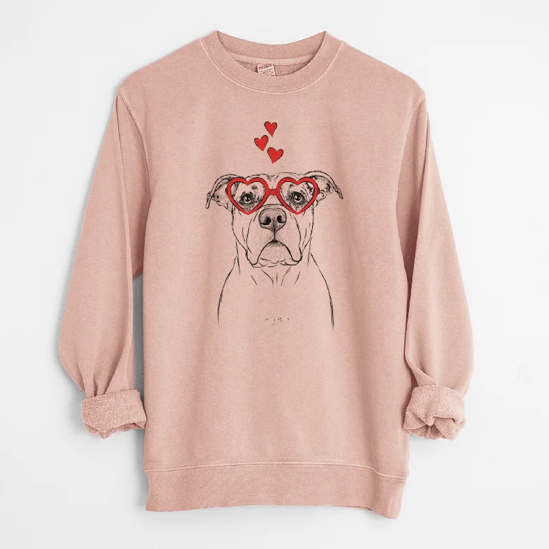 Inventory Reduction Valentine KiaOra the Pitbull Mix - Unisex Pigment Dyed Crew Sweatshirt