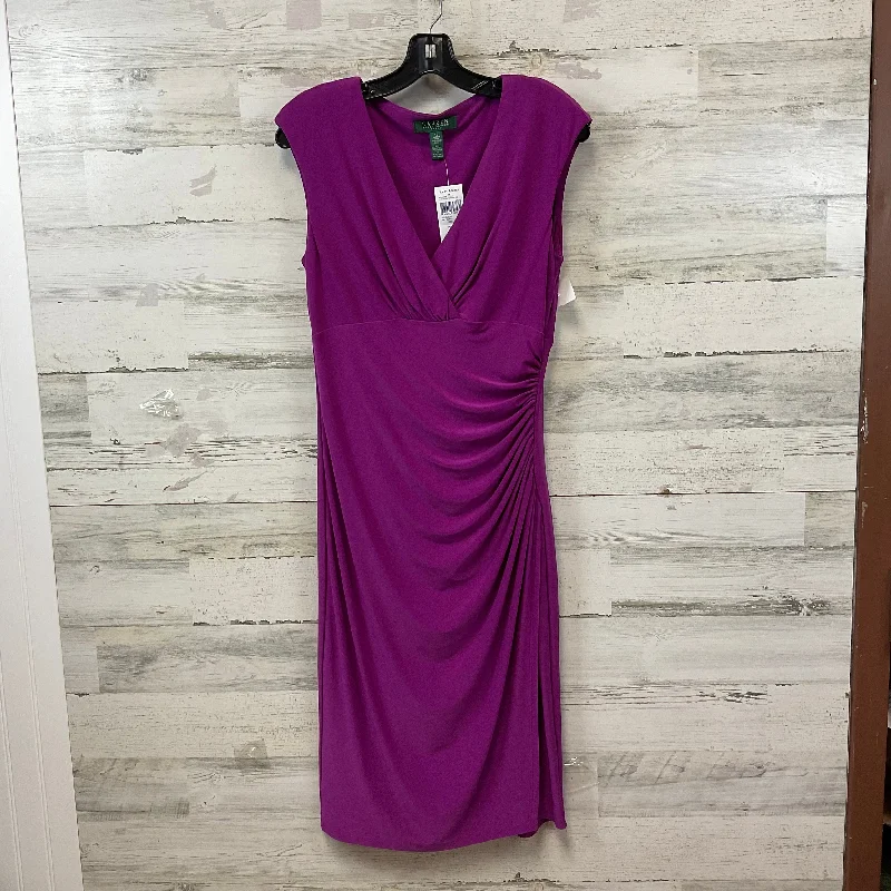 Limited Stock chic dressDress Party Midi By Lauren By Ralph Lauren In Purple, Size: M Limited Stock chic dressDress Party Midi By Lauren By Ralph Lauren In Purple, Size: M
