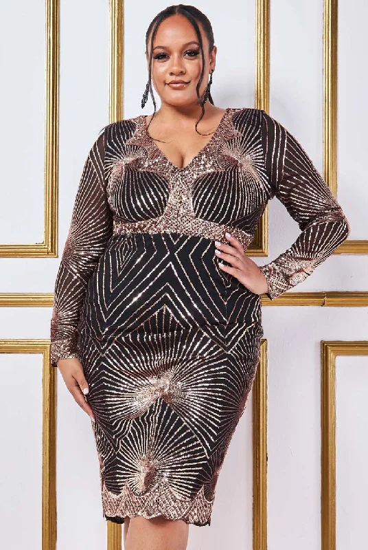 Savings Spectacular elegant maxi dressRose Gold Plus Size Sequinned Starburst Scalloped Hem Midi Dress Savings Spectacular elegant maxi dressRose Gold Plus Size Sequinned Starburst Scalloped Hem Midi Dress