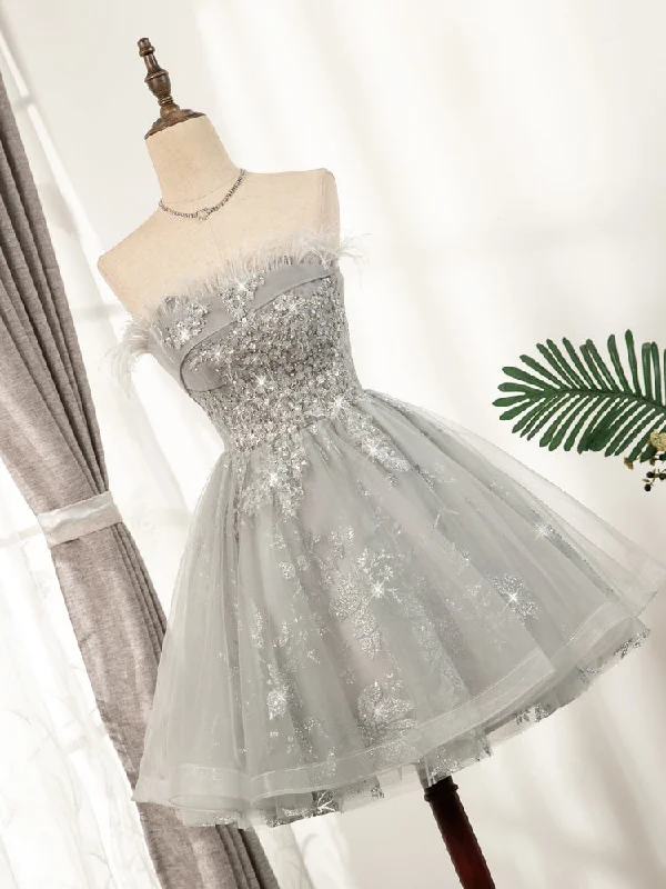 off-shoulder dressCute Strapless Short Lace Up Beading Homecoming Dresses Sweet 16 Dress M0927