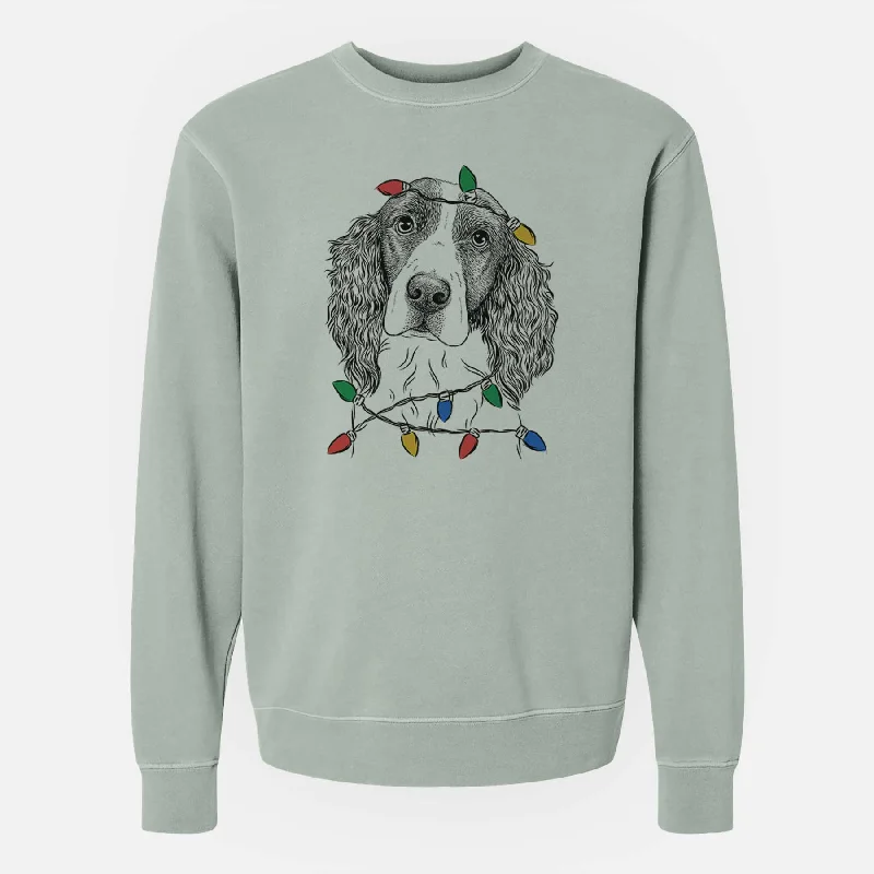 Low Prices warm athletic hoodieChristmas Lights Annie the English Springer Spaniel - Unisex Pigment Dyed Crew Sweatshirt Low Prices warm athletic hoodieChristmas Lights Annie the English Springer Spaniel - Unisex Pigment Dyed Crew Sweatshirt