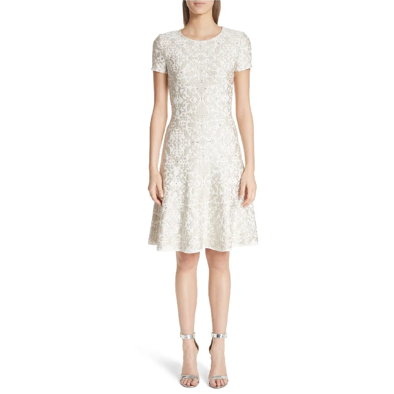 Price Fest sleeveless dressSt. John Womens Gold Fit & Flare Dress, Off-White, 6