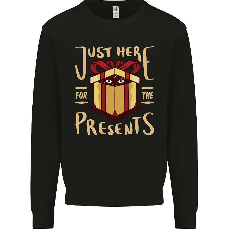 Huge Discounts Christmas Just Here For the Presents Funny Mens Sweatshirt Jumper