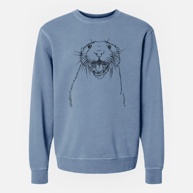 Value Deals Bare Jasper the River Otter - Unisex Pigment Dyed Crew Sweatshirt