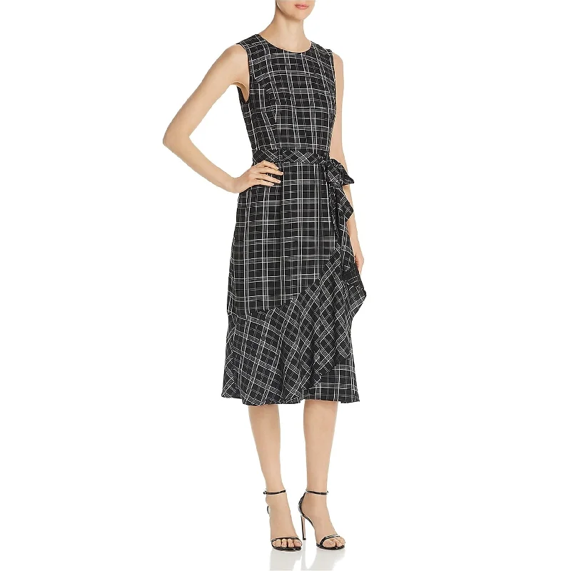 Super Deal elegant maxi dressCalvin Klein Womens Plaid A-line Dress, Black, 2