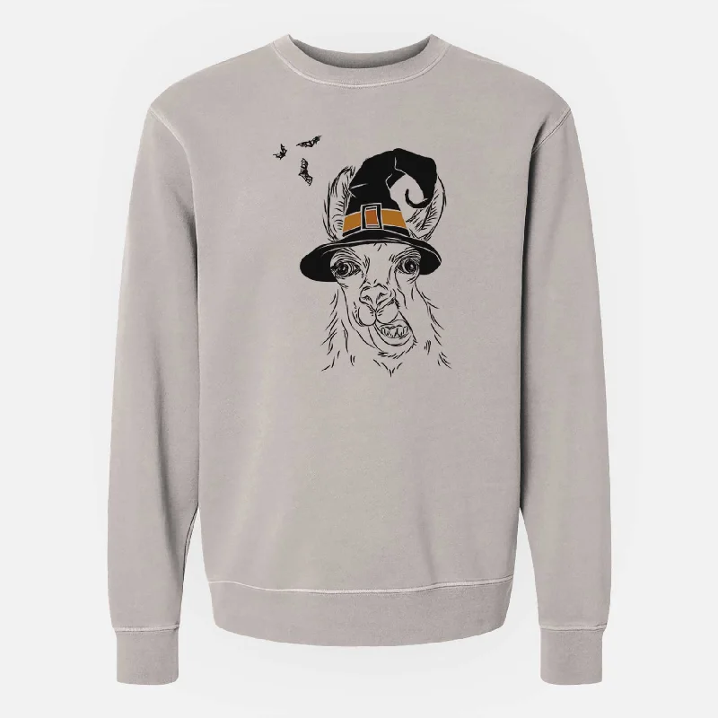 Deep Discounts Witch Larry the Llama - Unisex Pigment Dyed Crew Sweatshirt