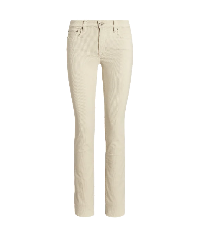 Year-End Clearance stylish lightweight coatStretch Corduroy Mid-rise Straight Pant - Cream