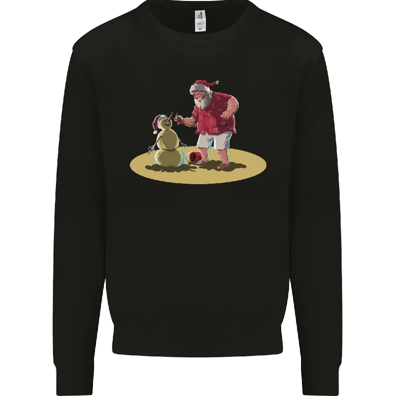 Value Deals Christmas Beach Santa Clause & Snowman Mens Sweatshirt Jumper