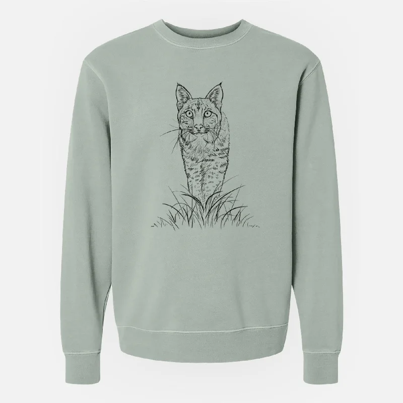 stylish sports hoodieBobcat - Lynx rufus - Unisex Pigment Dyed Crew Sweatshirt