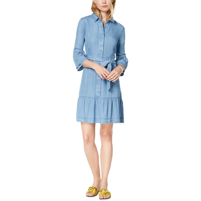 Limited Time tiered dressmaison Jules Womens Ruffled Shirt Dress, Blue, 2