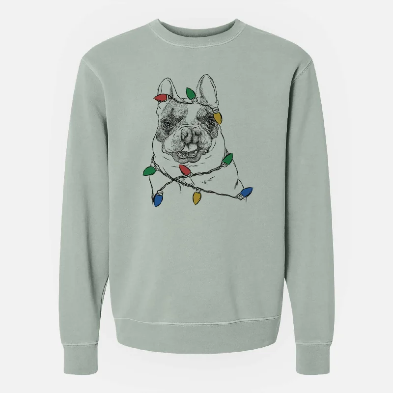 Don't Miss Christmas Lights Lentil the French Bulldog - Unisex Pigment Dyed Crew Sweatshirt