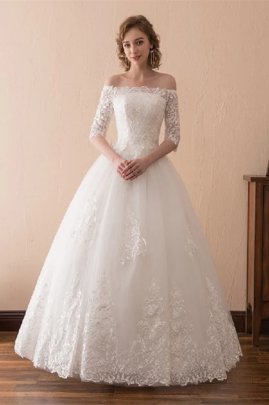 velvet dressElegant Ball Gown Off The Shoulder Ivory Lace Wedding Dresses WH30608