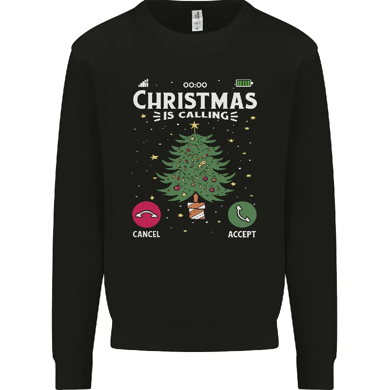 Price Break Christmas Is Calling Funny Xmas Phone Mens Sweatshirt Jumper