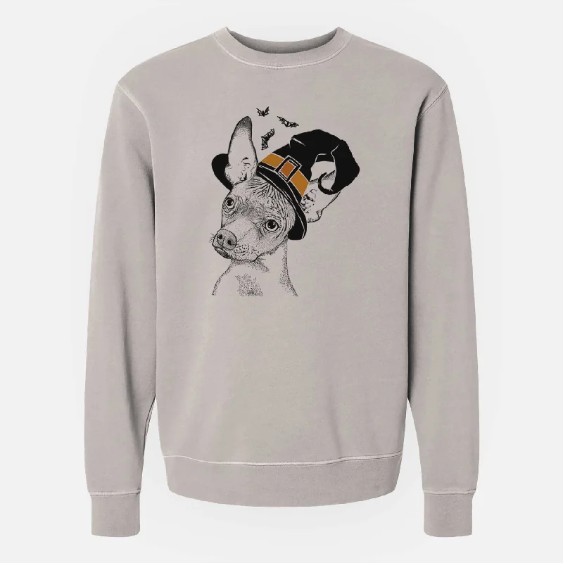 Steals and Deals Witch Kahlo the Xoloitzcuintli - Unisex Pigment Dyed Crew Sweatshirt