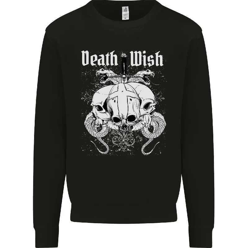 Massive Deals Death Wish Skulls Snakes Biker Gothic Demon Mens Sweatshirt Jumper
