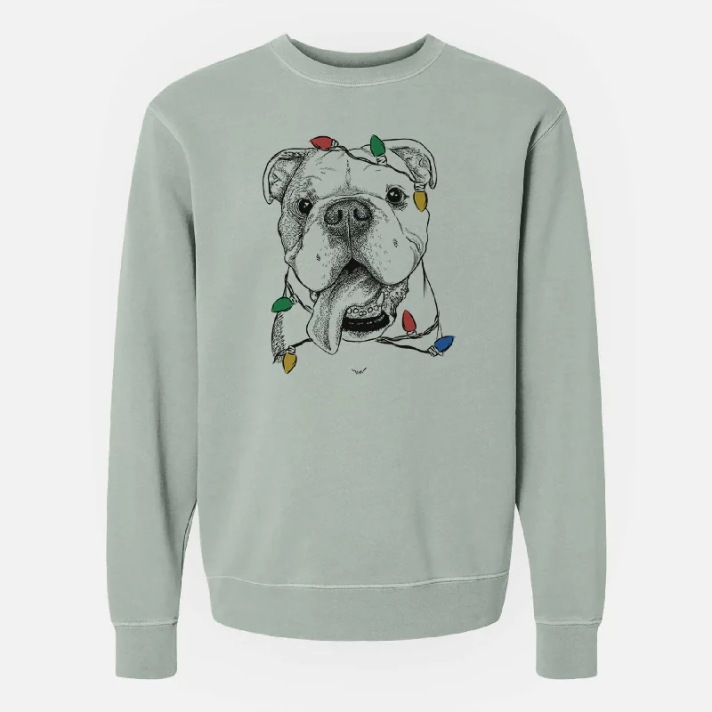 Today’s Deal Christmas Lights Hank the English Bulldog - Unisex Pigment Dyed Crew Sweatshirt