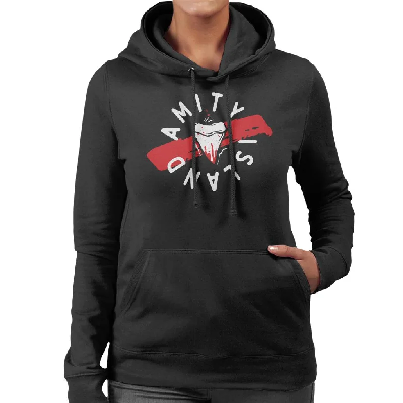 Limited Availability trendy zip-up hoodieJaws Tooth Amity Island Women's Hooded Sweatshirt