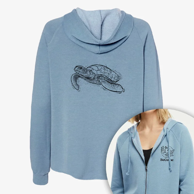 stylish performance hoodieHawksbill Sea Turtle - Eretmochelys imbricata - Women's Cali Wave Zip-Up Sweatshirt