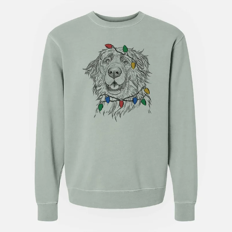 luxe gym hoodieChristmas Lights Siri the Leonberger - Unisex Pigment Dyed Crew Sweatshirt