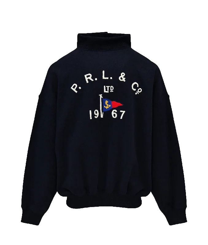 Inventory Reduction winter coatButtoned-placket Fleece Pullover - Navy