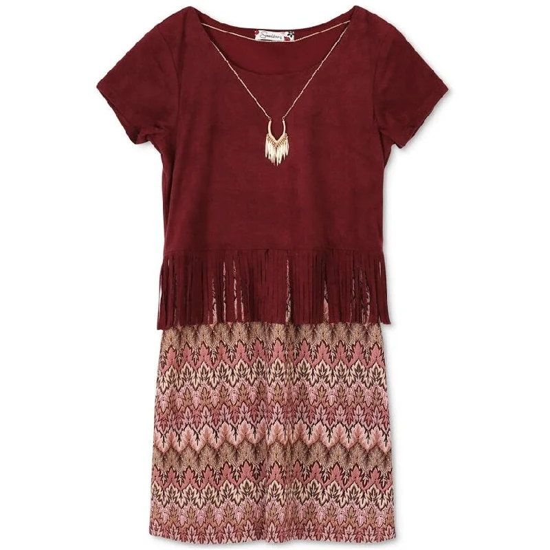 Price Smash lace dressSpeechless Girls Faux-Suede Knit A-line Dress, Red, M (12)
