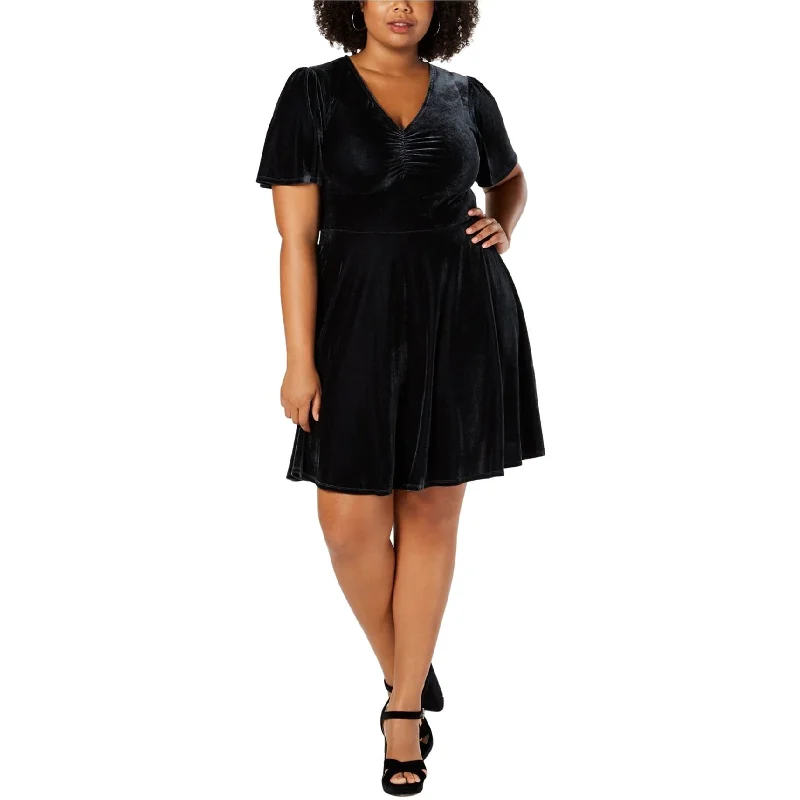 Hurry In puff sleeve dressSoprano Womens Cinched Skater Dress