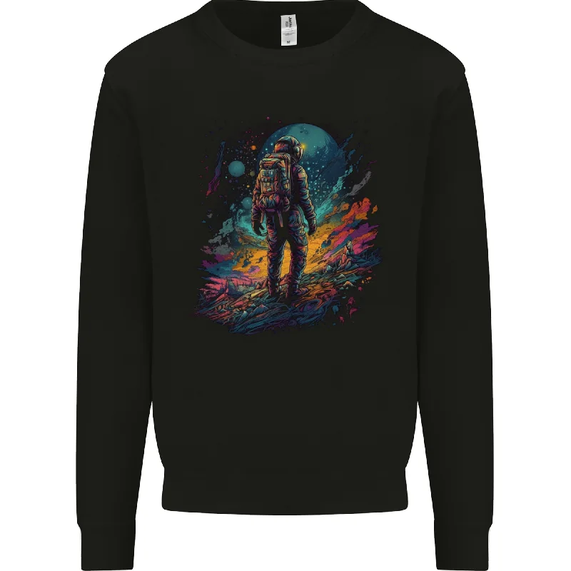 breathable gym hoodieAn Astronaut on an Alien Planet Spaceman Mens Sweatshirt Jumper