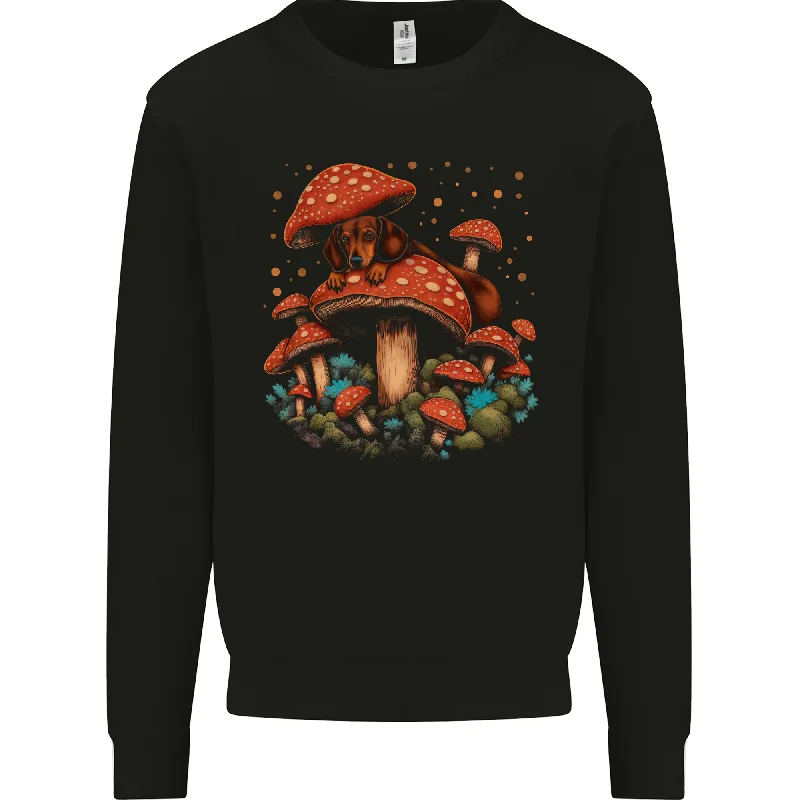 YEAR-End Clearance Dachshund With Mushrooms Dog Mens Sweatshirt Jumper