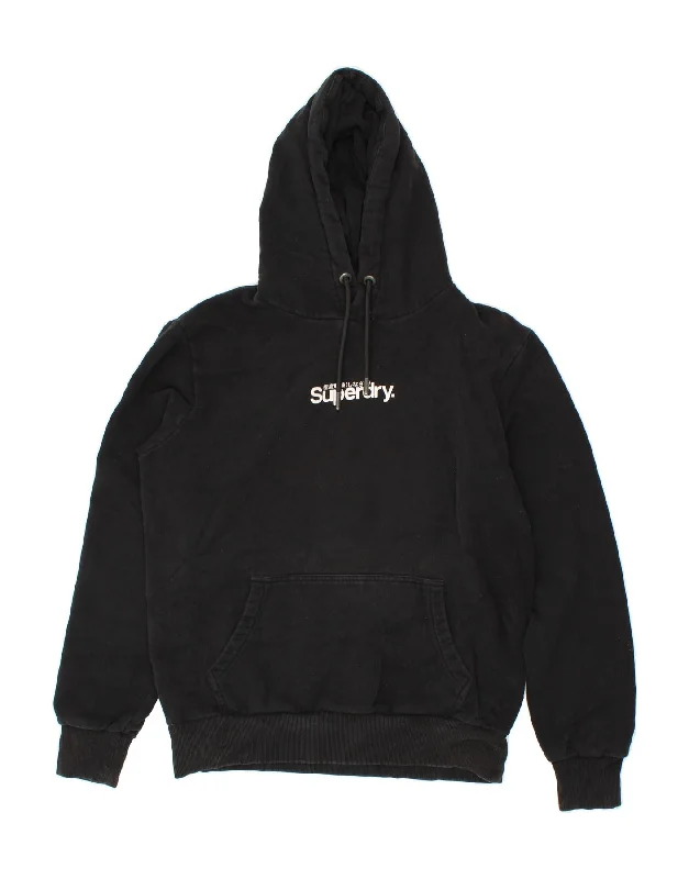 SUPERDRY Mens Graphic Hoodie Jumper XL Black Cotton