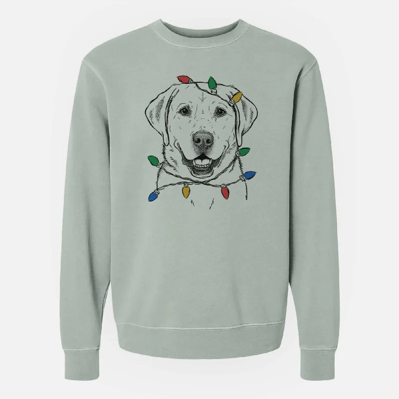 Grand Opening Sale high-performance athletic hoodieChristmas Lights Booney the Labrador Retriever - Unisex Pigment Dyed Crew Sweatshirt